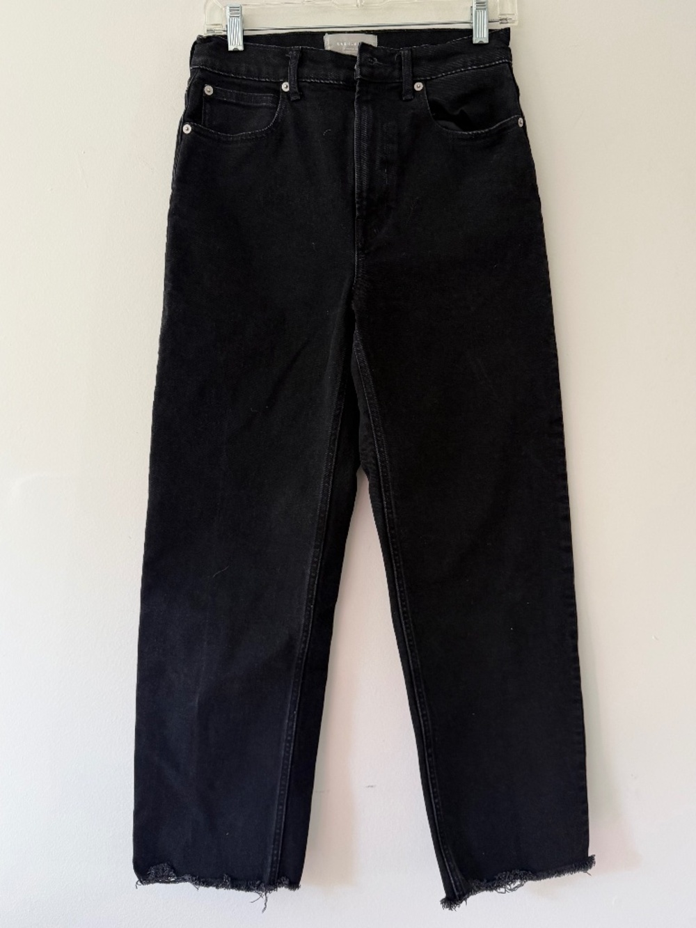 Everlane 'The Way High Jean' Black Coal 5 Pocket Zip Fly Raw hem Size 27